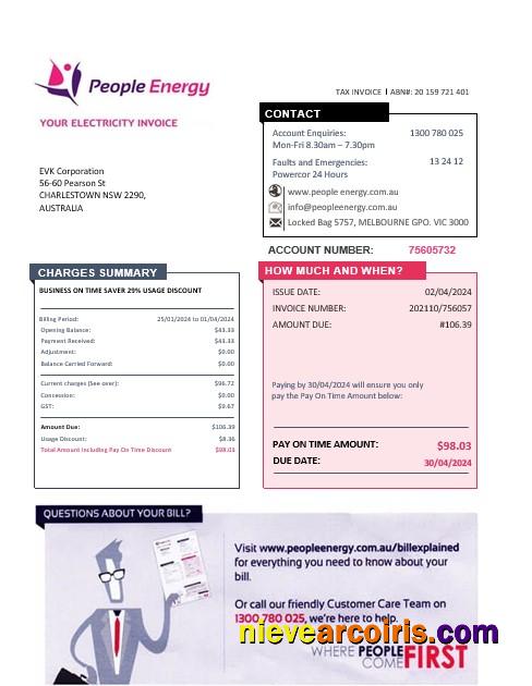 Australia People Energy electricity business utility bill